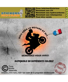 Stickers autocollant humoristique motard dieu